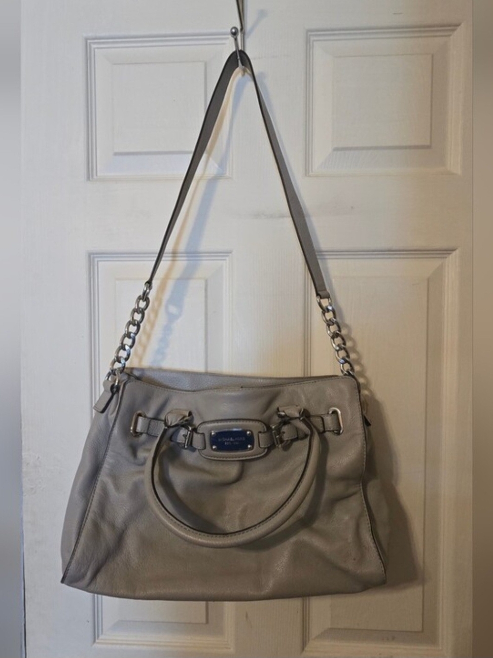 Michael Kors Gray Shoulder Bag with Chain Accent